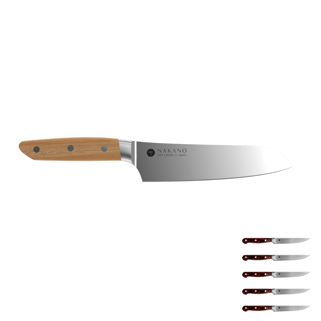 Mito Santoku Knife + Steak Knife Set Nakano Knives